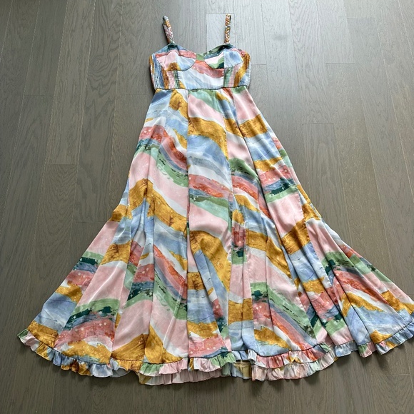 HUTCH Shyla Twist Strap Pastel Pink Yellow Dress Maxi Braided Strap - Size 10 - Picture 2 of 11